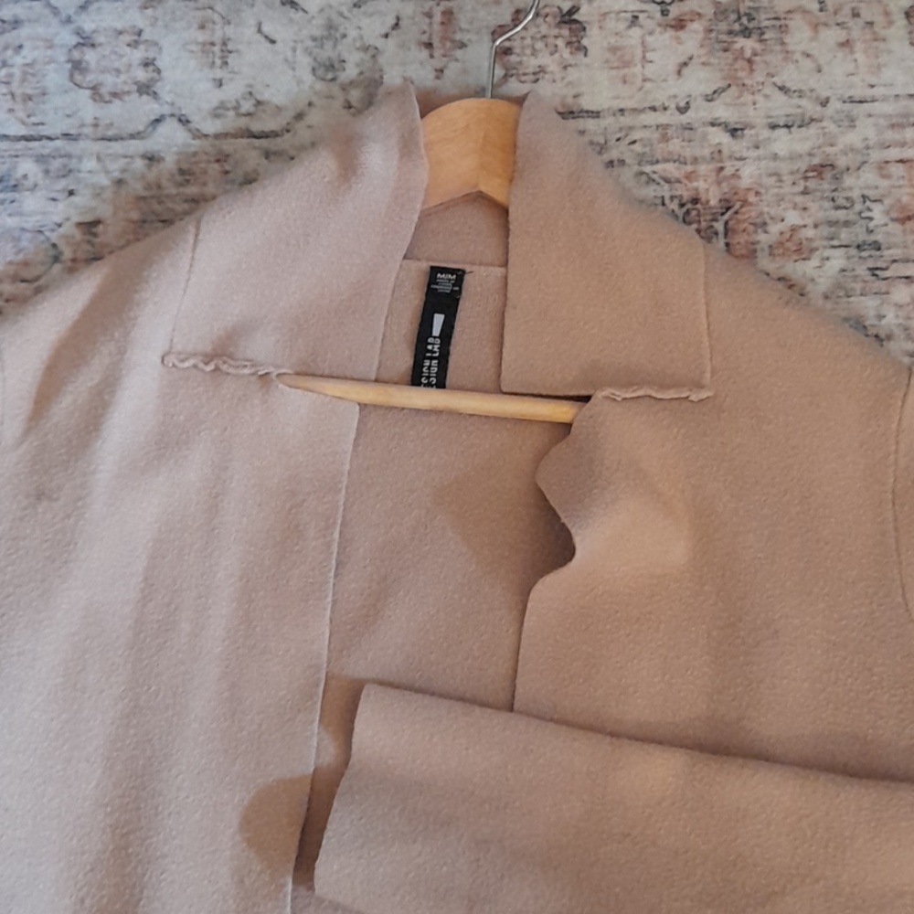 DESIGN LAB Light Beige Open-Front Long Knit Cardigan - Brand: - Picture 4 of 7